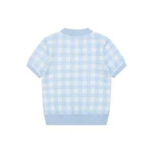 Ralph Lauren Gingham Pony Jacquard Polo T-Shirt Blue Back view