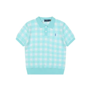 Ralph Lauren Gingham Pony Jacquard Polo T-Shirt Green Front view
