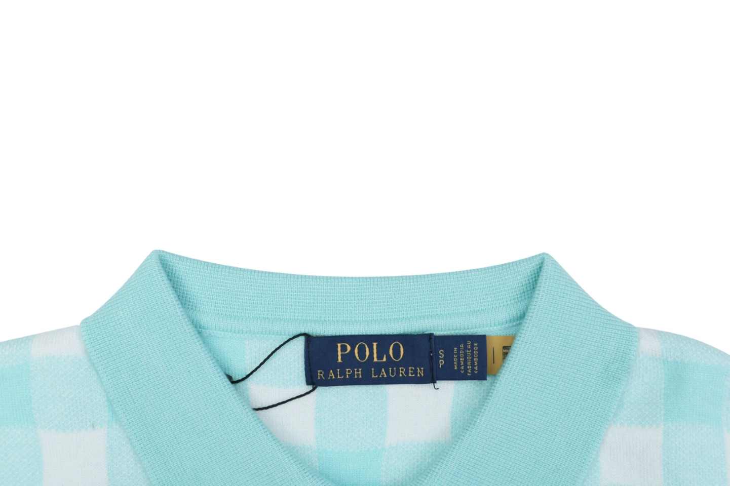Ralph Lauren Gingham Pony Jacquard Polo T-Shirt Green Collar