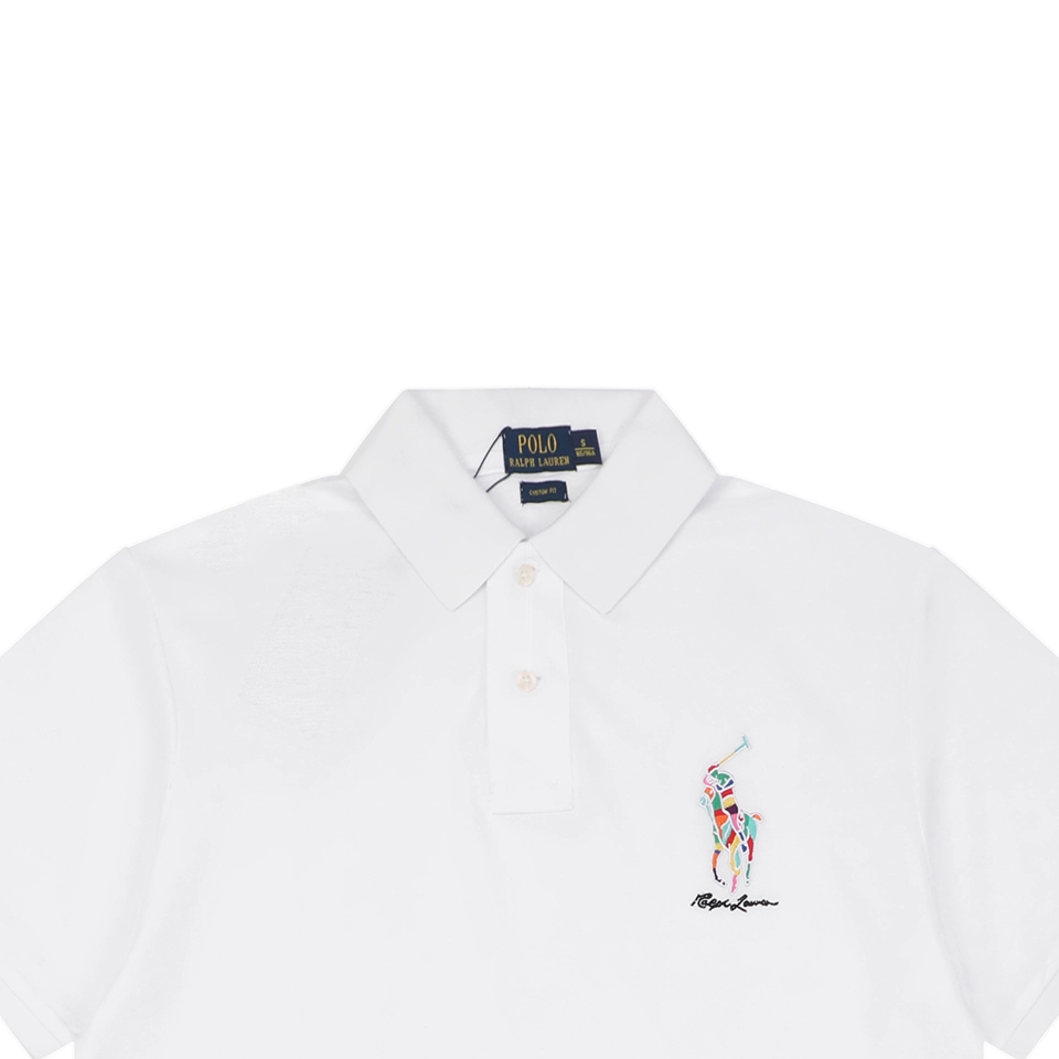 Ralph Lauren Multicolor Pony Embroidered Polo T-Shirt White