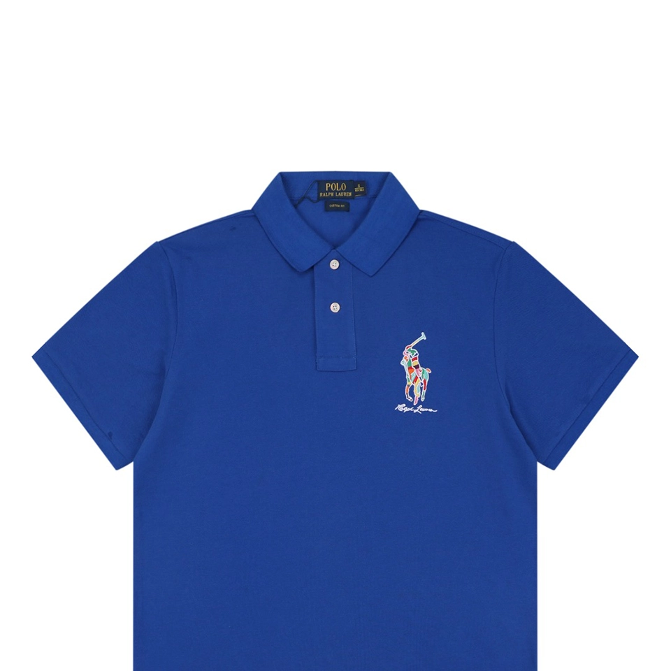 Ralph Lauren Multicolor Pony Embroidered Polo T-Shirt Blue