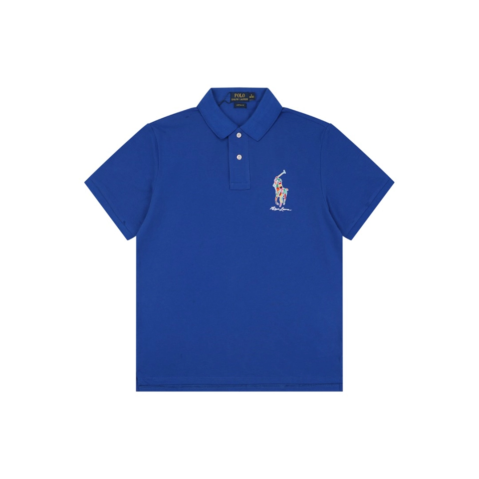 Ralph Lauren Multicolor Pony Embroidered Polo T-Shirt Blue Front view