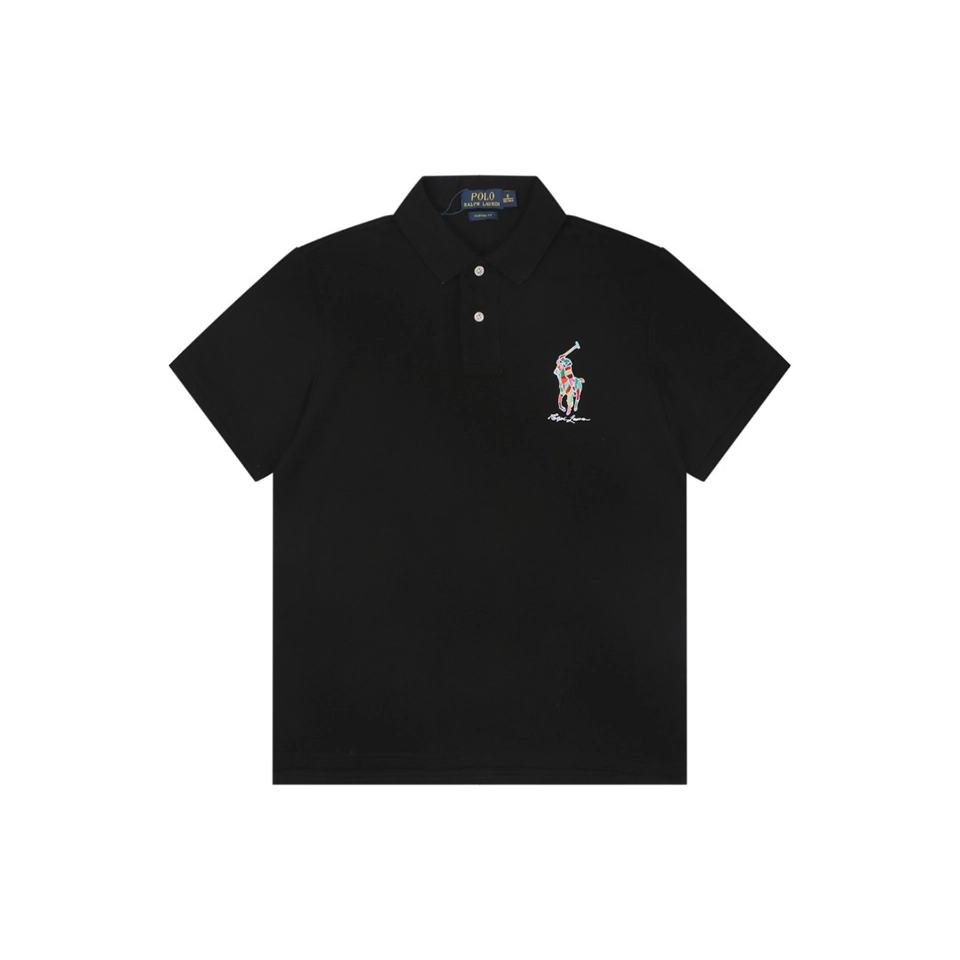 Ralph Lauren Multicolor Pony Embroidered Polo T-Shirt Black Front view