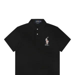 Ralph Lauren Multicolor Pony Embroidered Polo T-Shirt Black