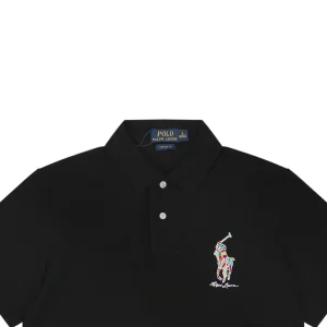 Ralph Lauren Multicolor Pony Embroidered Polo T-Shirt Black