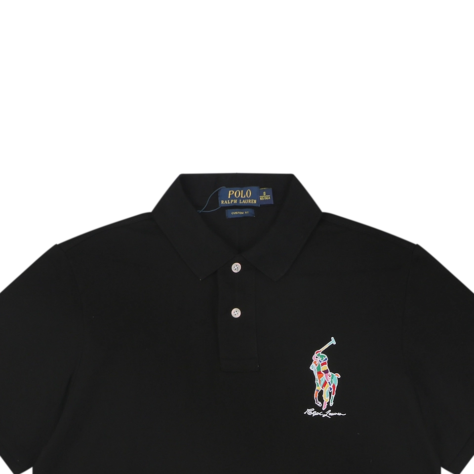Ralph Lauren Multicolor Pony Embroidered Polo T-Shirt Black