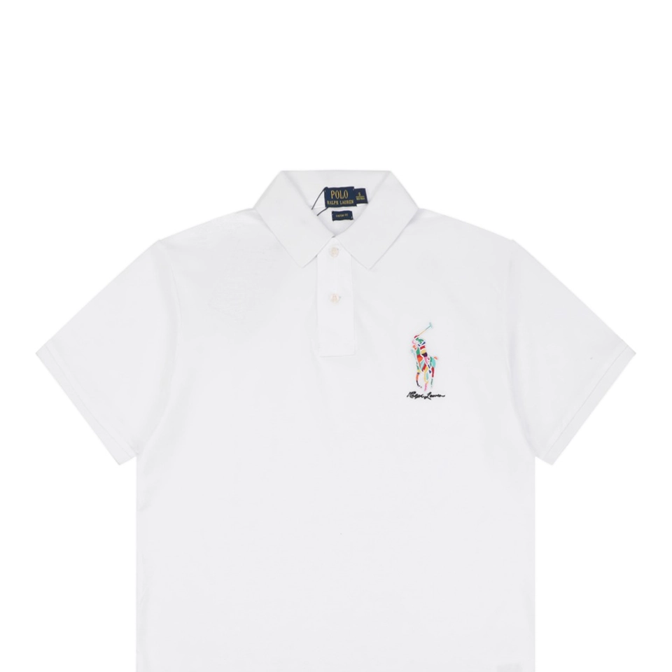 Ralph Lauren Multicolor Pony Embroidered Polo T-Shirt White