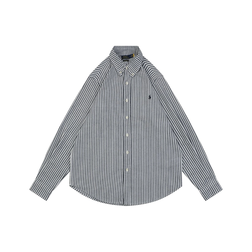 Ralph Lauren Pony Embroidered Striped Shirt Blue Front view