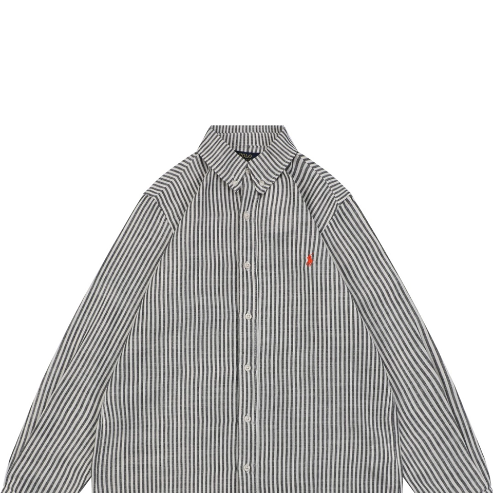 Ralph Lauren Pony Embroidered Striped Shirt Red