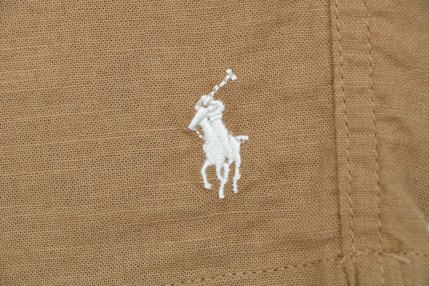 Ralph Lauren Pony Logo Linen Drawstring Shorts Brown Brand