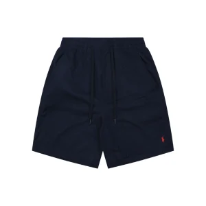 Ralph Lauren Pony Logo Linen Drawstring Shorts Navy Front view