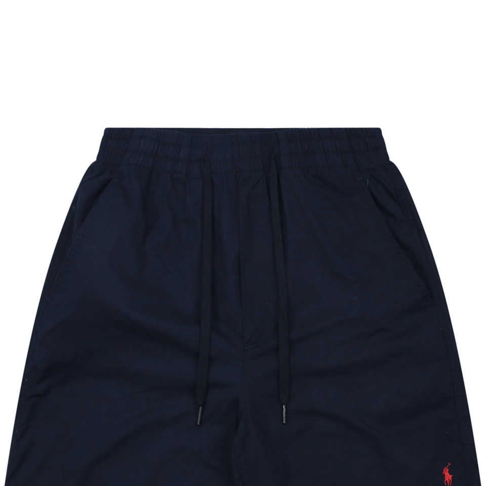Ralph Lauren Pony Logo Linen Drawstring Shorts Navy