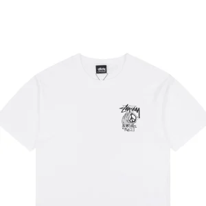Stussy Graffiti Peace Sign Print T-Shirt White