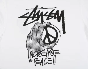 Stussy Graffiti Peace Sign Print T-Shirt Print