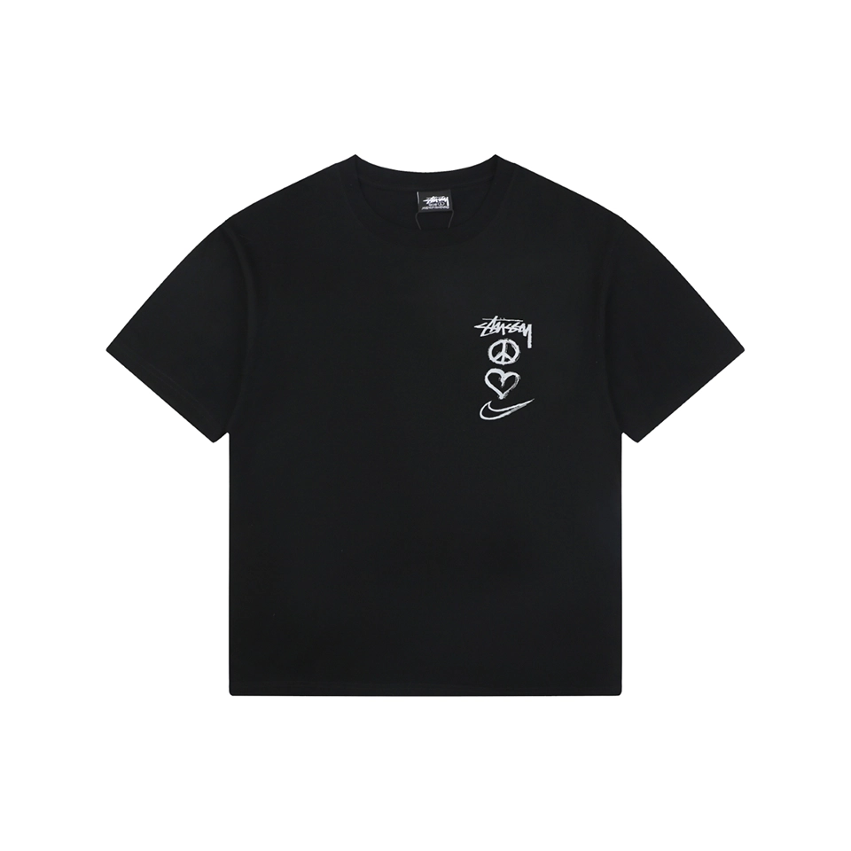 Stussy Graffiti Peace Symbol Graphic T-Shirt Black Front view