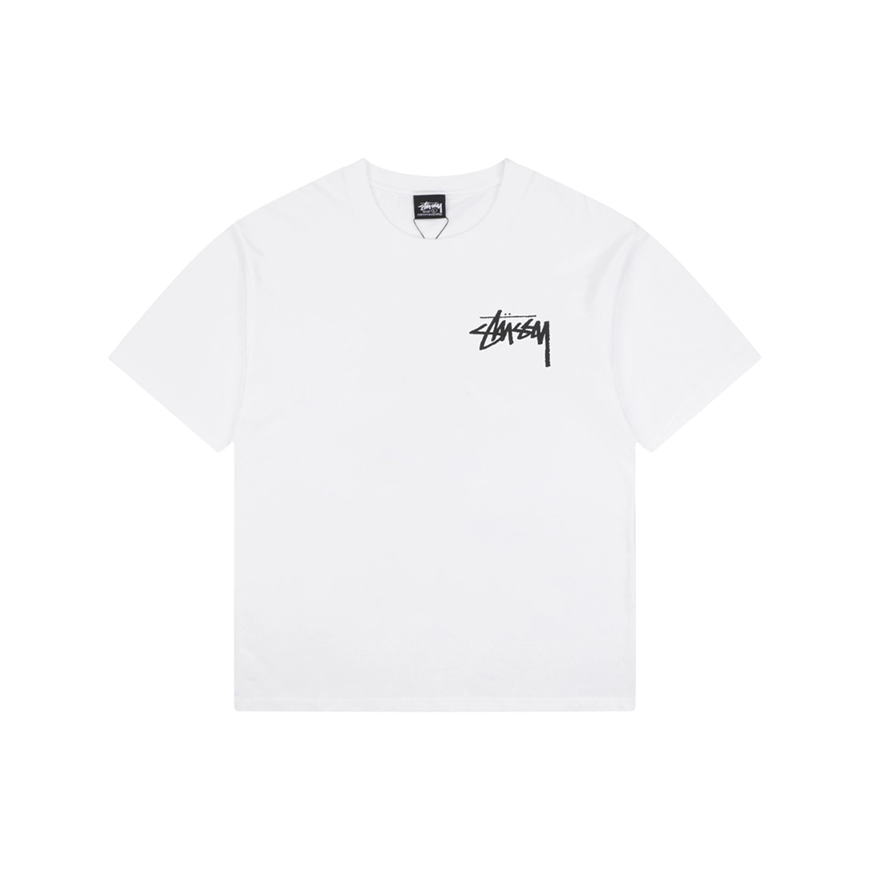 Stussy Graffiti Skateboard Print T-Shirt White Front view