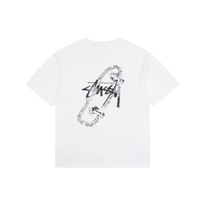 Stussy Graffiti Skateboard Print T-Shirt White Back view