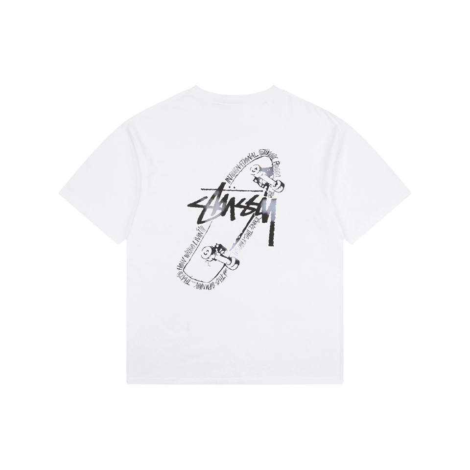 Stussy Graffiti Skateboard Print T-Shirt White Back view