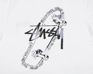 Stussy Graffiti Skateboard Print T-Shirt White Back Print