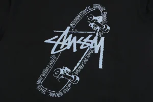 Stussy Graffiti Skateboard Print T-Shirt Black Back Print