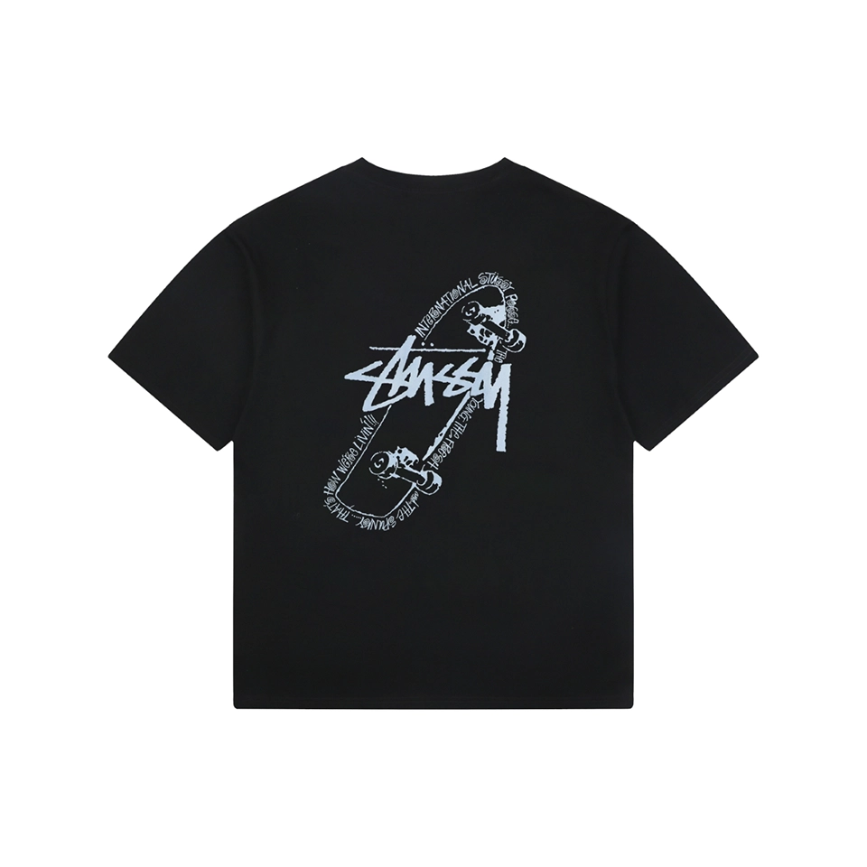 Stussy Graffiti Skateboard Print T-Shirt Black Back view