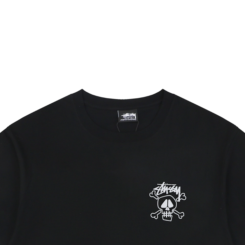 Stussy Graffiti Skull Print T-Shirt Black