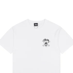 Stussy Graffiti Skull Print T-Shirt White