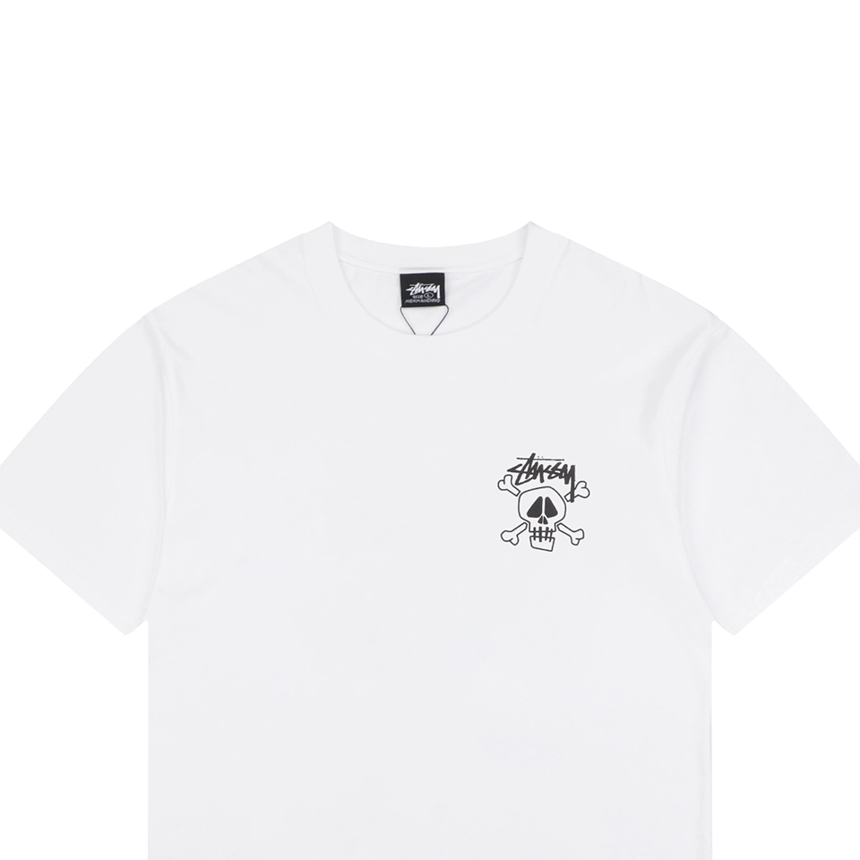 Stussy Graffiti Skull Print T-Shirt White