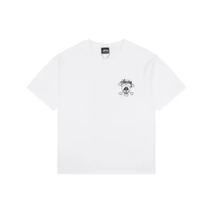 Stussy Graffiti Skull Print T-Shirt White Front view
