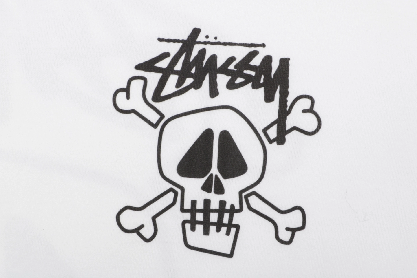 Stussy Graffiti Skull Print T-Shirt White Print