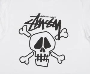 Stussy Graffiti Skull Print T-Shirt White Print