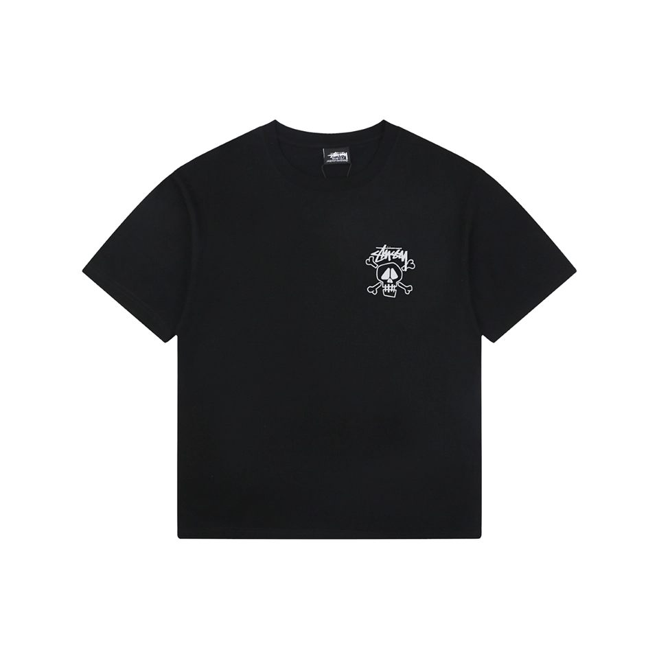 Stussy Graffiti Skull Print T-Shirt Black Front view