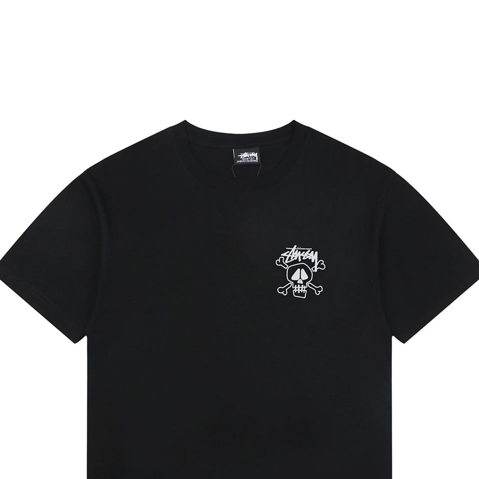 Stussy Graffiti Skull Print T-Shirt Black