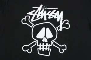 Stussy Graffiti Skull Print T-Shirt Black Print