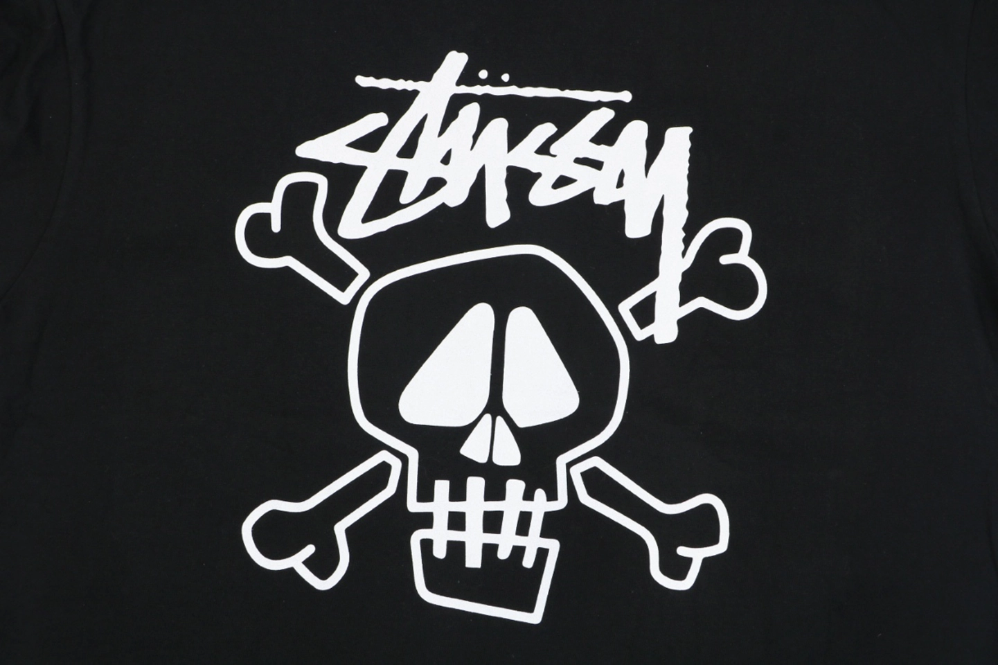 Stussy Graffiti Skull Print T-Shirt Black Print