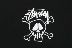 Stussy Graffiti Skull Print T-Shirt Black Print