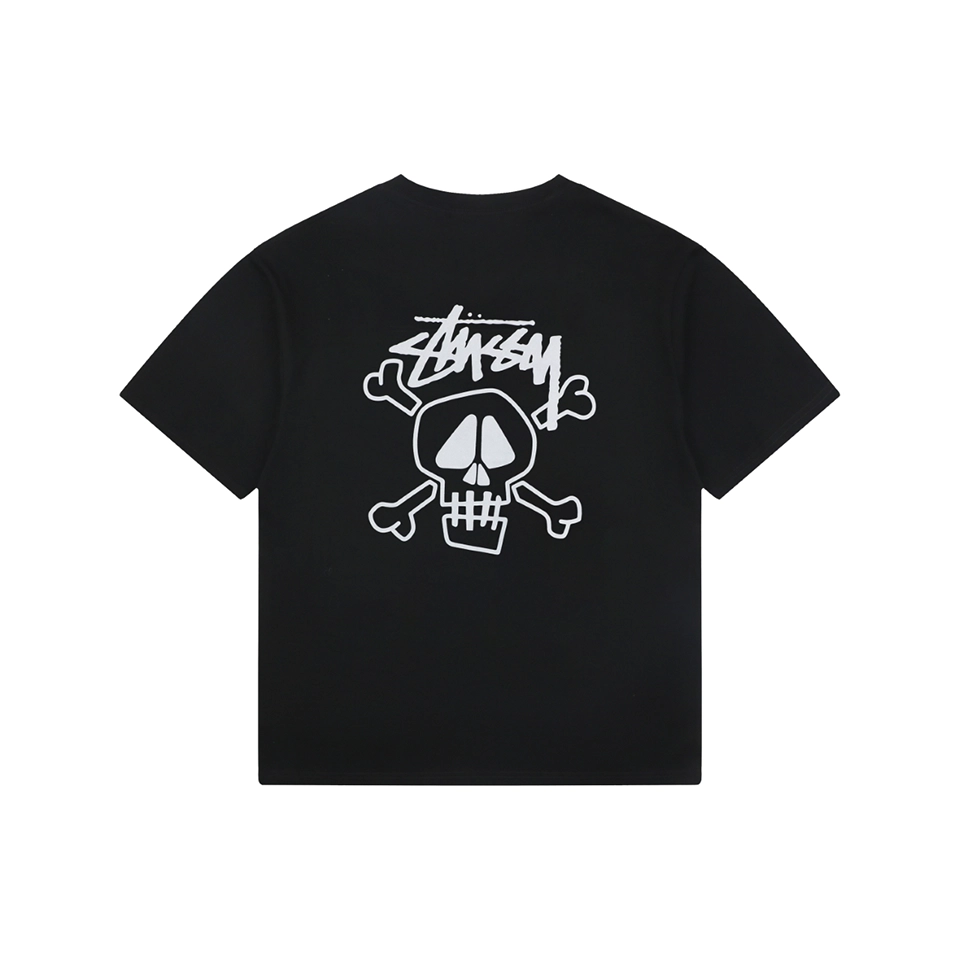 Stussy Graffiti Skull Print T-Shirt Black Back view