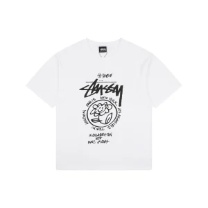 Stussy Graffiti Smiley Flower Print T-Shirt White Front view