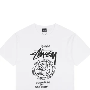 Stussy Graffiti Smiley Flower Print T-Shirt White