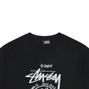 Stussy Graffiti Smiley Flower Print T-Shirt Black
