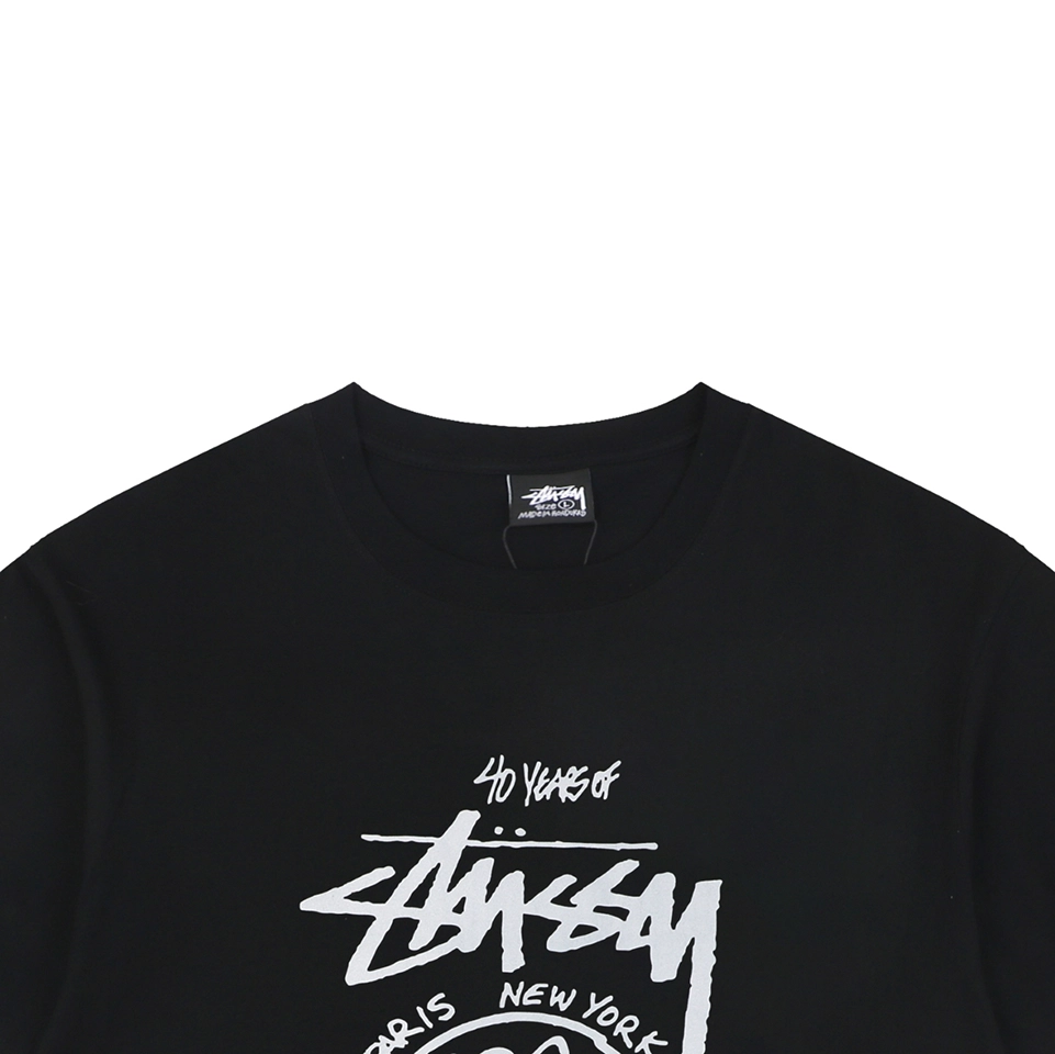 Stussy Graffiti Smiley Flower Print T-Shirt Black