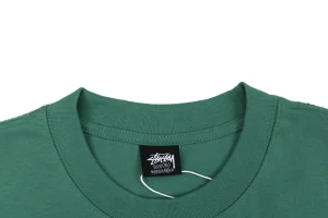 Stussy Halftone Shark Graphic T-Shirt Green Collar