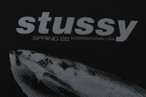 Stussy Halftone Shark Graphic T-Shirt Black Back Brand