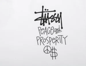 Stussy Peace & Prosperity Doll Graphic T-Shirt White Back Print
