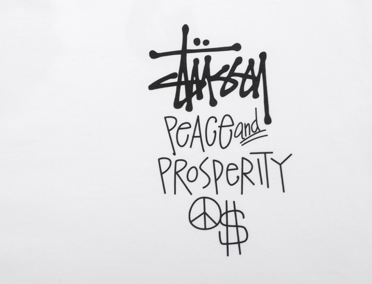 Stussy Peace & Prosperity Doll Graphic T-Shirt White Back Print