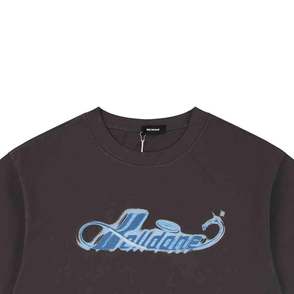 We11done Airbrush Script Logo T-Shirt Grey