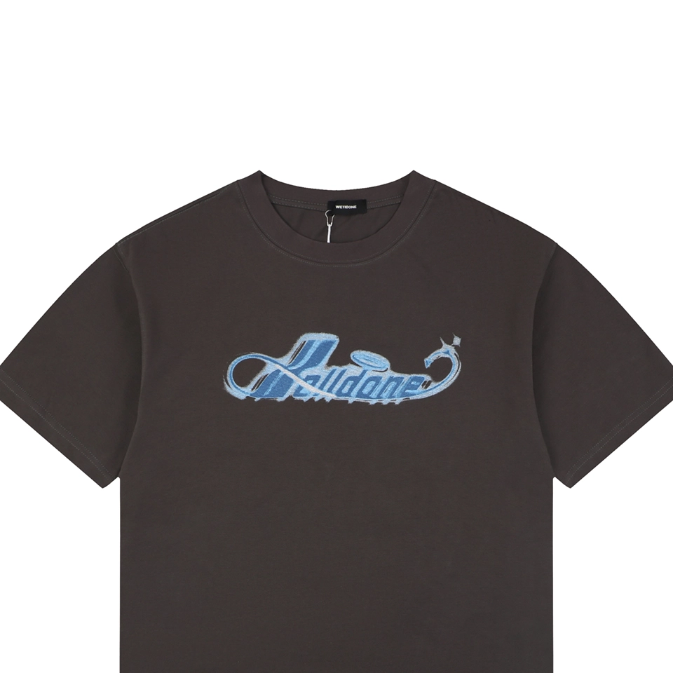 We11done Airbrush Script Logo T-Shirt Grey