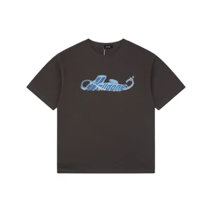 We11done Airbrush Script Logo T-Shirt Grey Front view