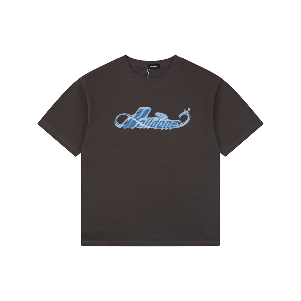 We11done Airbrush Script Logo T-Shirt Grey Front view