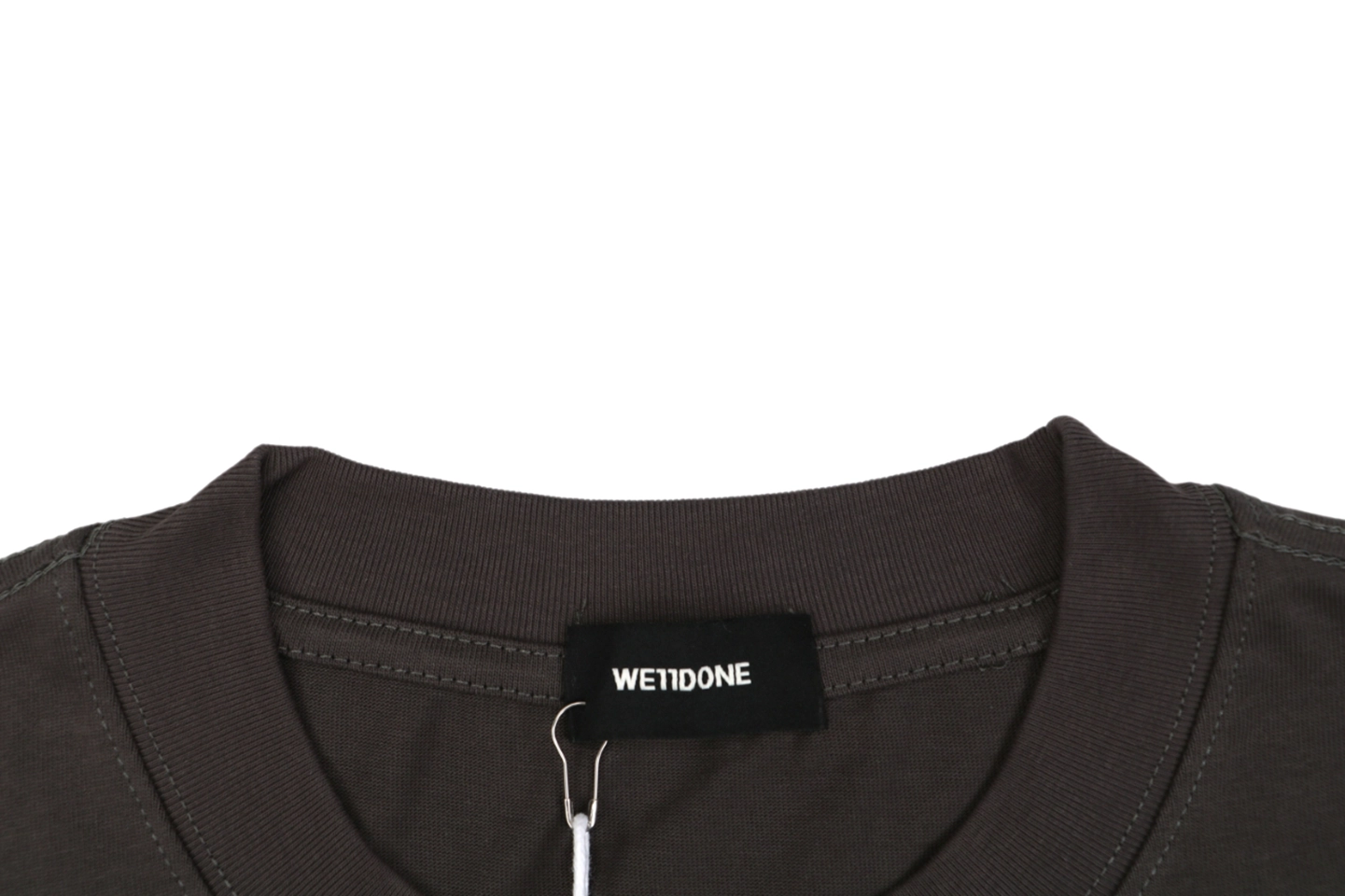 We11done Airbrush Script Logo T-Shirt Grey Collar